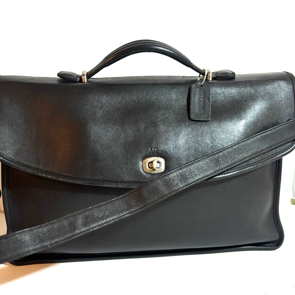 Coach vintage unisex Black  briefcase Leather shoulder Bag - Picture 7 of 11
